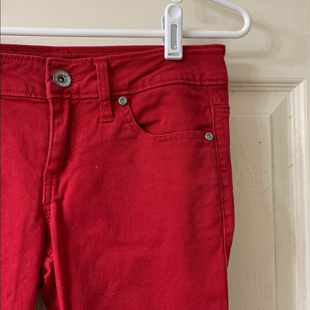 🌷3 for$25🌷Lovesick, US 3 (Juniors), Red Skinny Leg Stretchy Low Rise Jeans - Picture 3 of 8